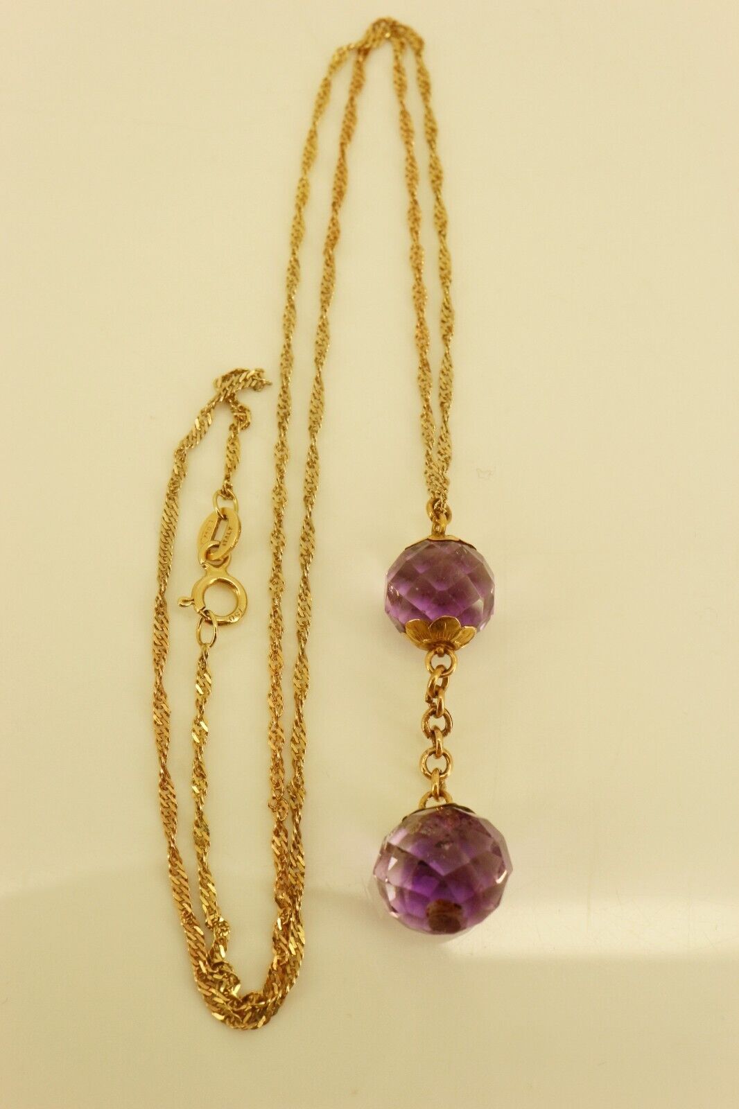 Antique 18 Ct Gold Necklace with Amethysts