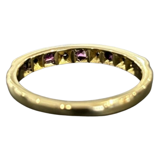 Vintage 18 Ct Gold and Platinum Ring Rubies Diamonds Size N